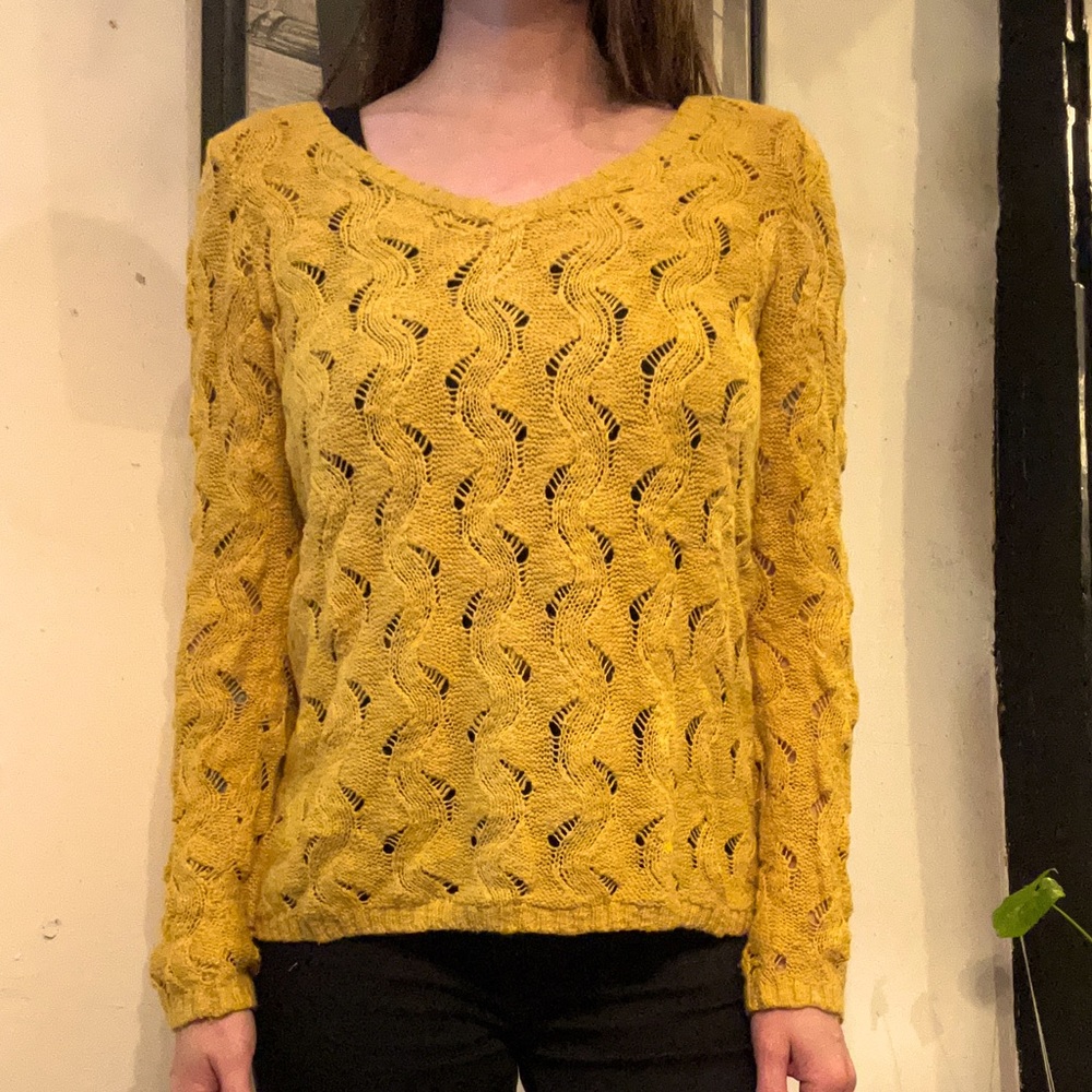 Lucky Brand Mustard Knit Pullover Sweater 💛 Size Small